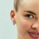 MEIA ARGOLA COM ZIRCÔNIA DE CORAÇÃO ROSA PINK P