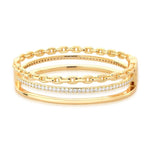 BRACELETE EM ELOS LISOS E ZIRCÔNIAS BANHADO A OURO