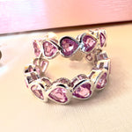 MEIA ARGOLA  ZIRCÔNIA CORAÇÃO ROSA CLARO M