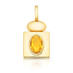 PINGENTE COM FECHO ABAULADO E QUADRADO COM CRISTAL OVAL