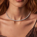 COLAR RIVIERA ZIRCÔNIA 3MM REDONDA COR CRISTAL TAMANHO 40CM