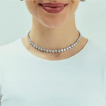 COLAR RIVIERA COM ZIRCÔNIA CRISTAL DE CORAÇÕES ALTERNADOS 45CM