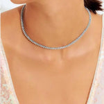 COLAR RIVIERA ZIRCÔNIA 3MM REDONDA COR AZUL CLARO TAMANHO 40CM