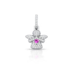 PINGENTE DE ANJO COM CRISTAL DE CORAÇÃO EM PRATA