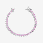 PULSEIRA RIVIERA ZIRCÔNIA CORAÇÃO ROSA CLARO 18CM