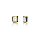 BRINCO ESMALTADO COM CRISTAL RETANGULAR E ZIRCÔNIAS