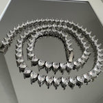 Colar Riviera 3 Pontas Zircônia Formato Coração 5mm